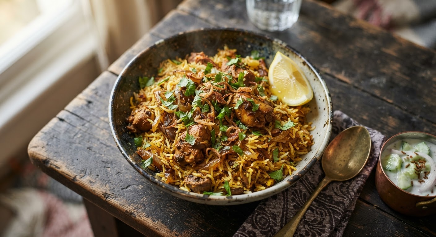 Plated Quick Chicken Biryani
